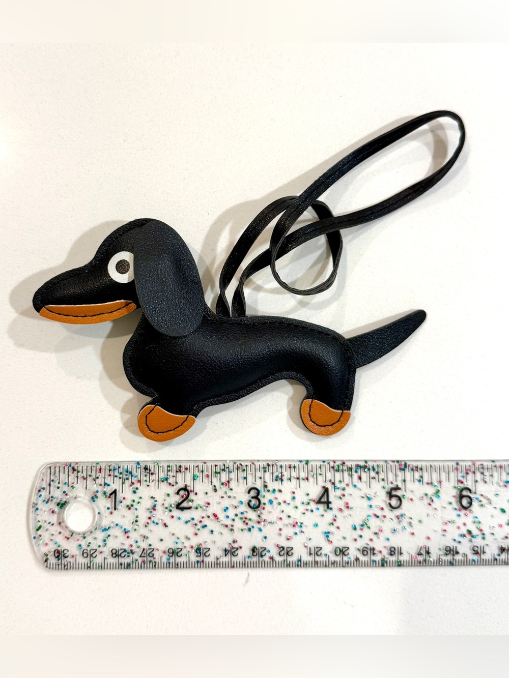 Black Dachshund Leather Bag Charm - Unbranded, New